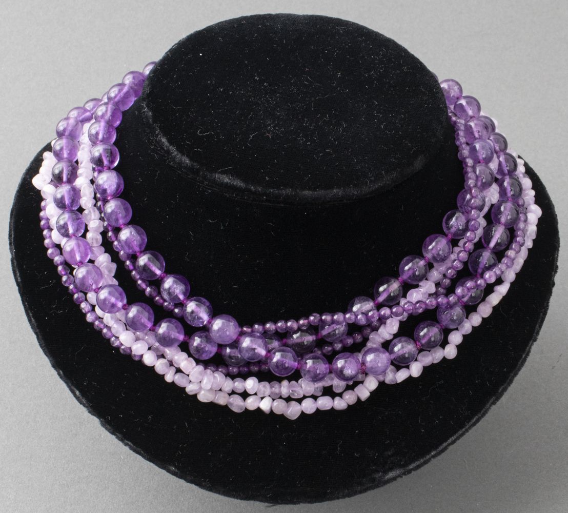 AMETHYST BEADED NECKLACES GROUP 3c5587