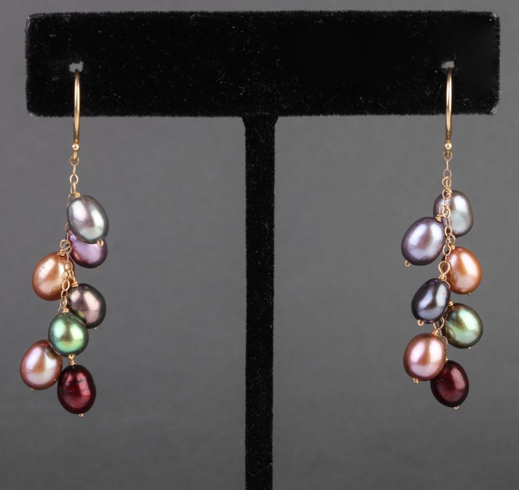 14K GOLD MULTI-COLOR DYED PEARL