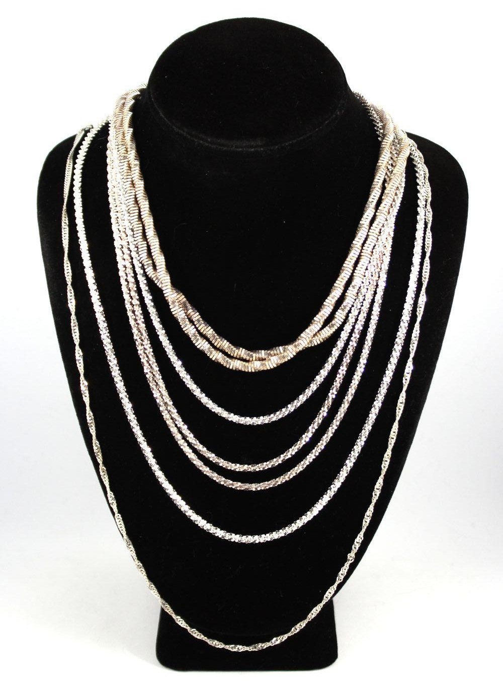 ITALIAN ASSORTED SILVER CHAIN NECKLACES,