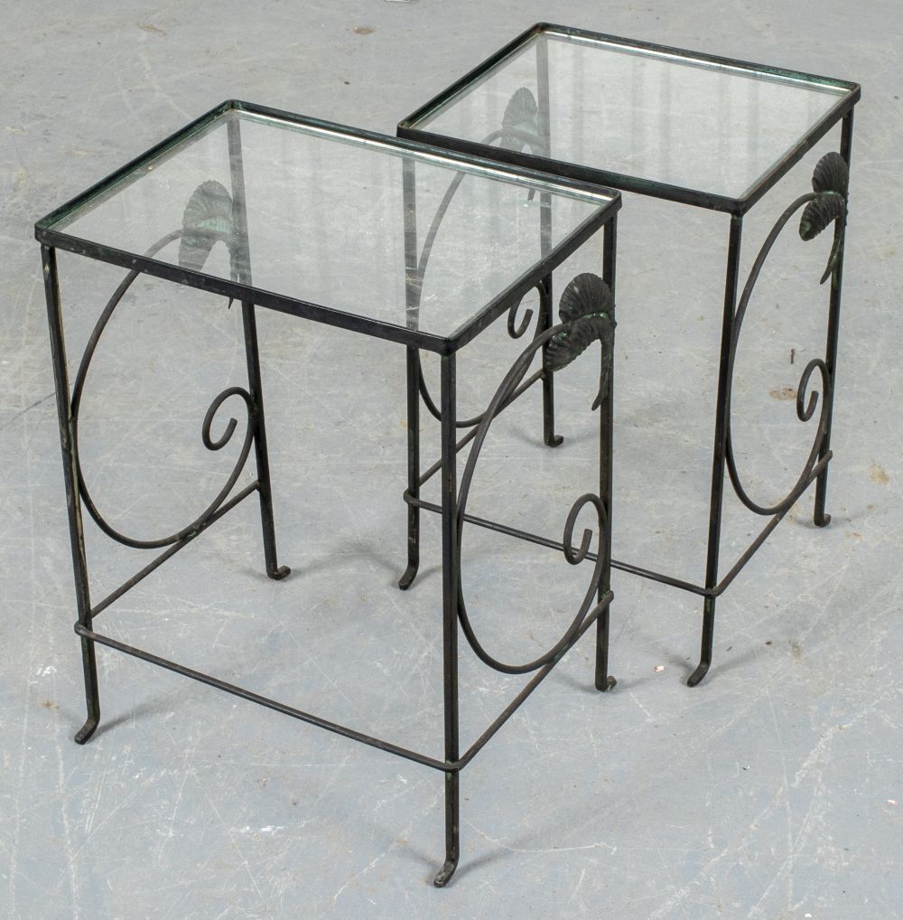 WROUGHT IRON NESTING TABLES, 2