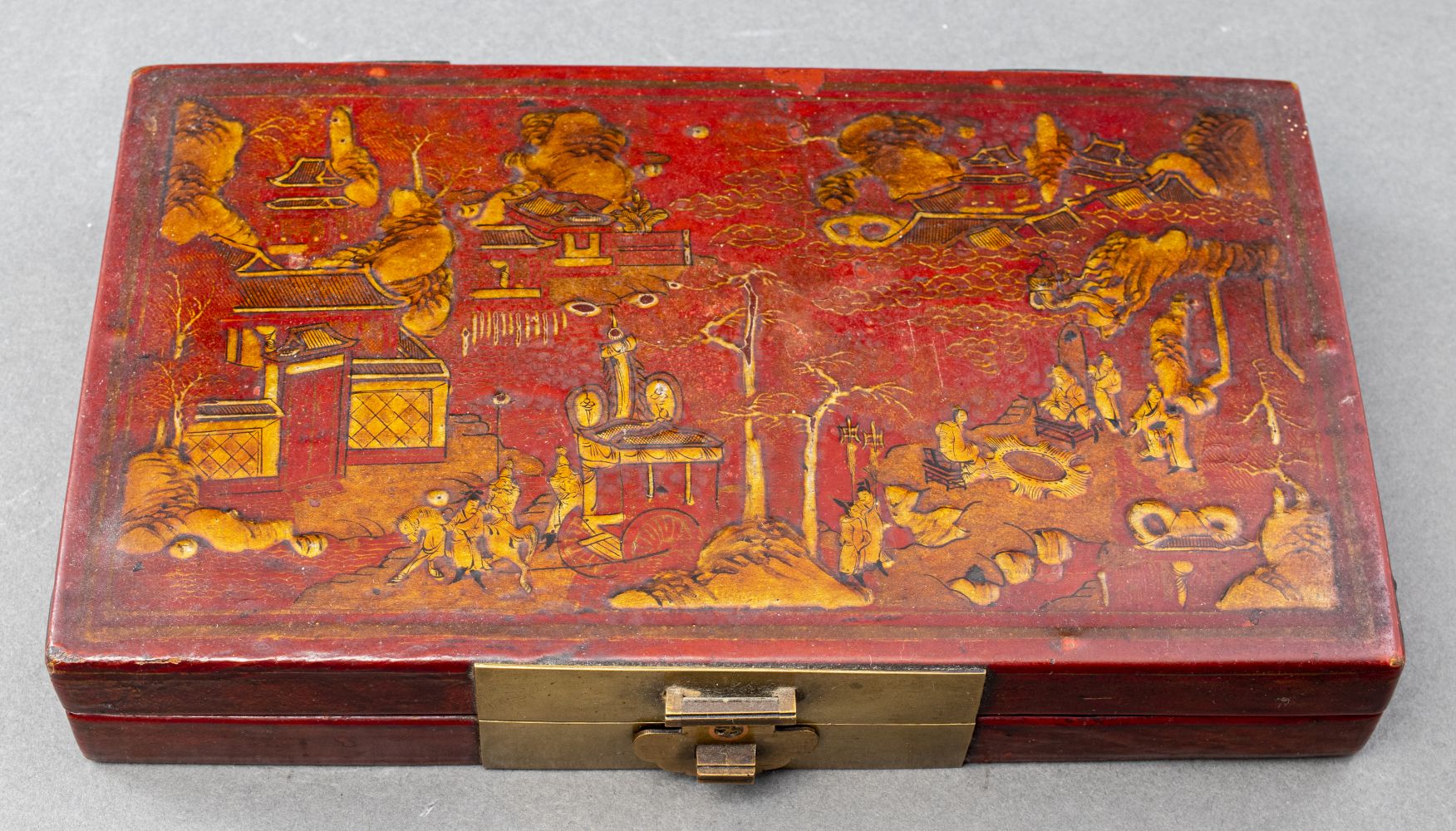 CHINOISERIE RED LACQUER STORAGE 3c55cc