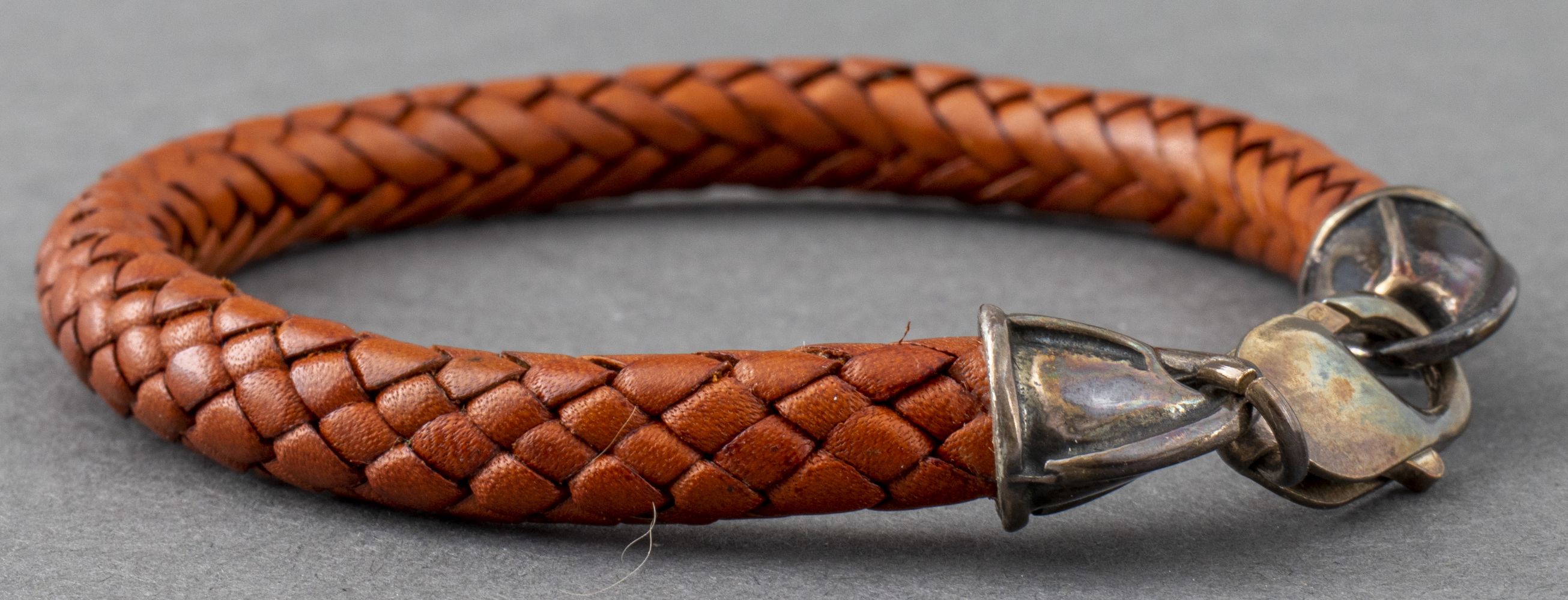 STERLING SILVER BROWN WOVEN LEATHER 3c55ce