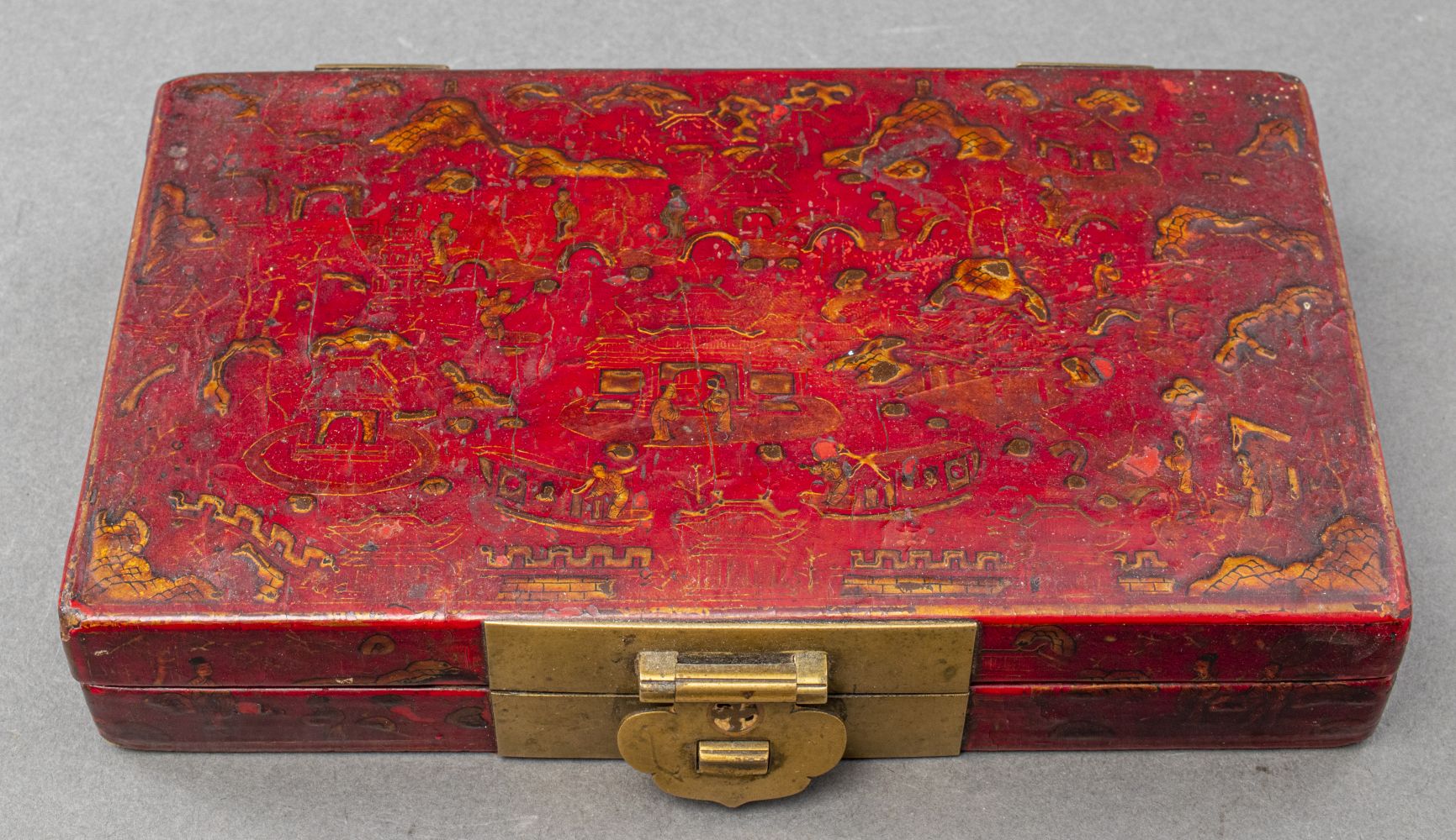 CHINOISERIE RED LACQUER STORAGE 3c55cb