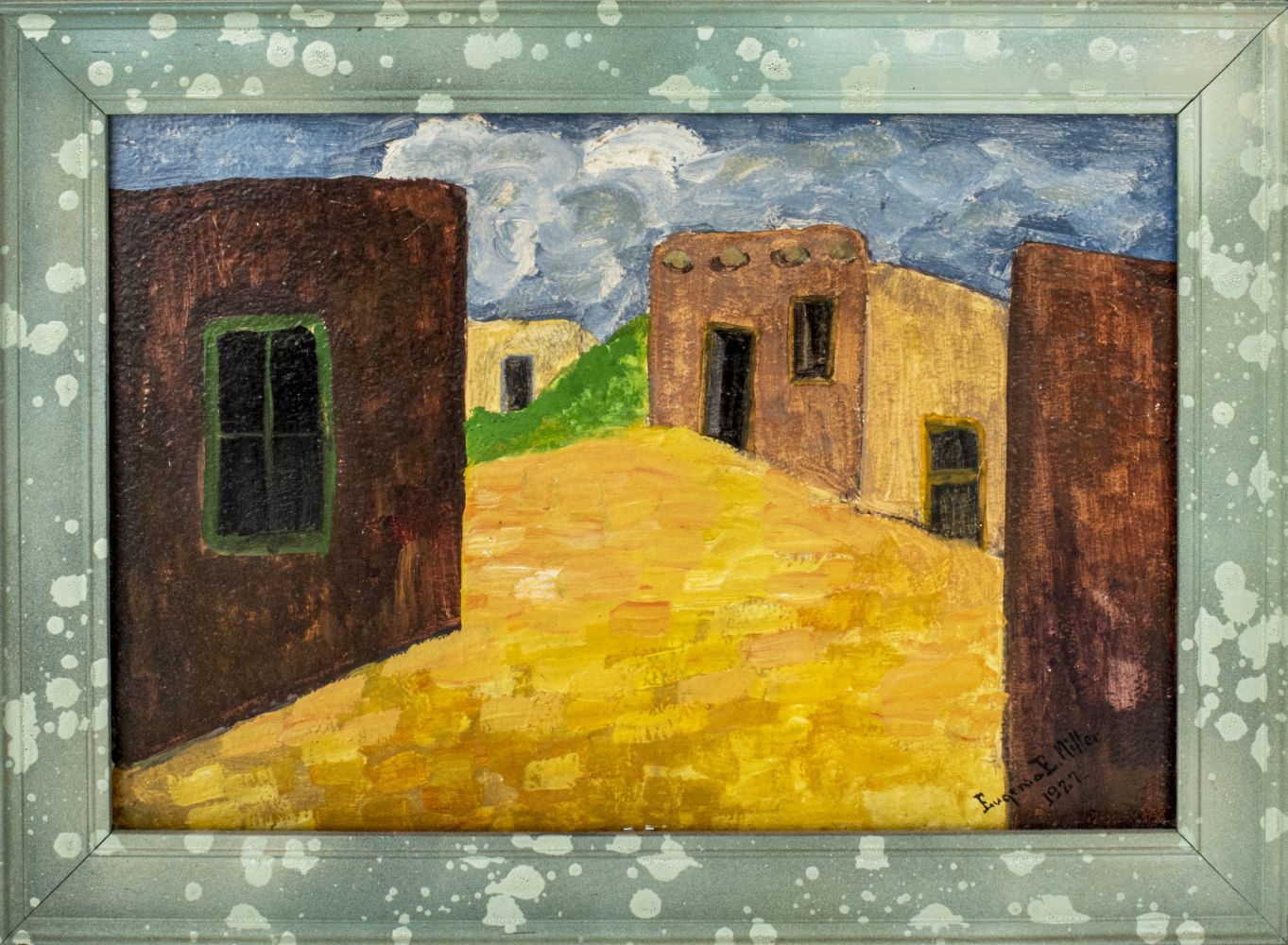 EUGENIO MILLER VILLAGE SCENE OIL 3c55f5