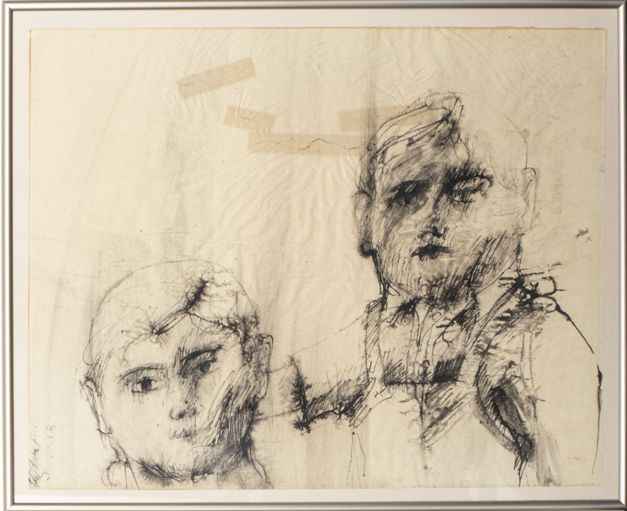 ILLEGIBLY SIGNED DOUBLE PORTRAIT 3c55f7