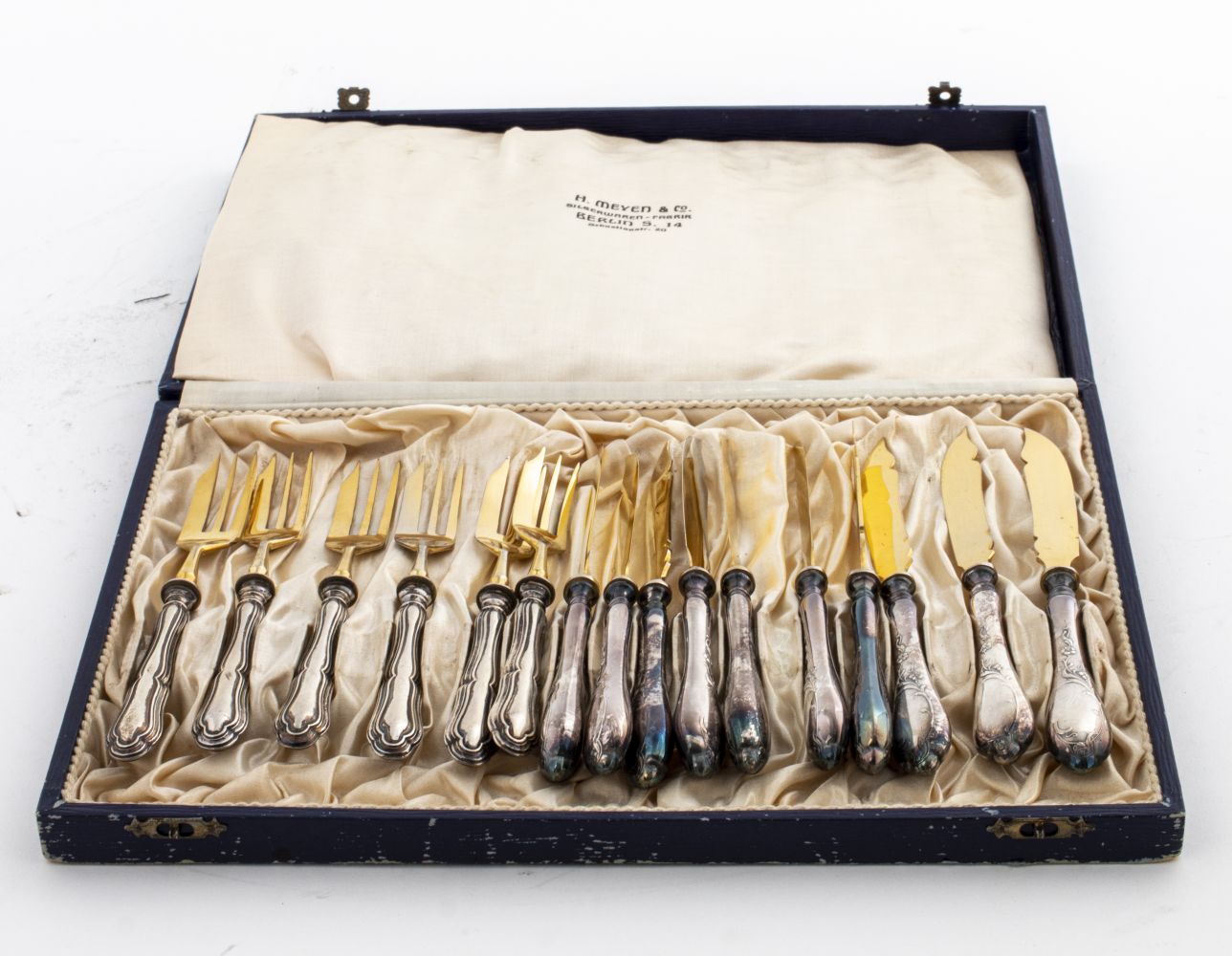 GERMAN SILVER & SILVER PLATE FRUIT CUTLERY,