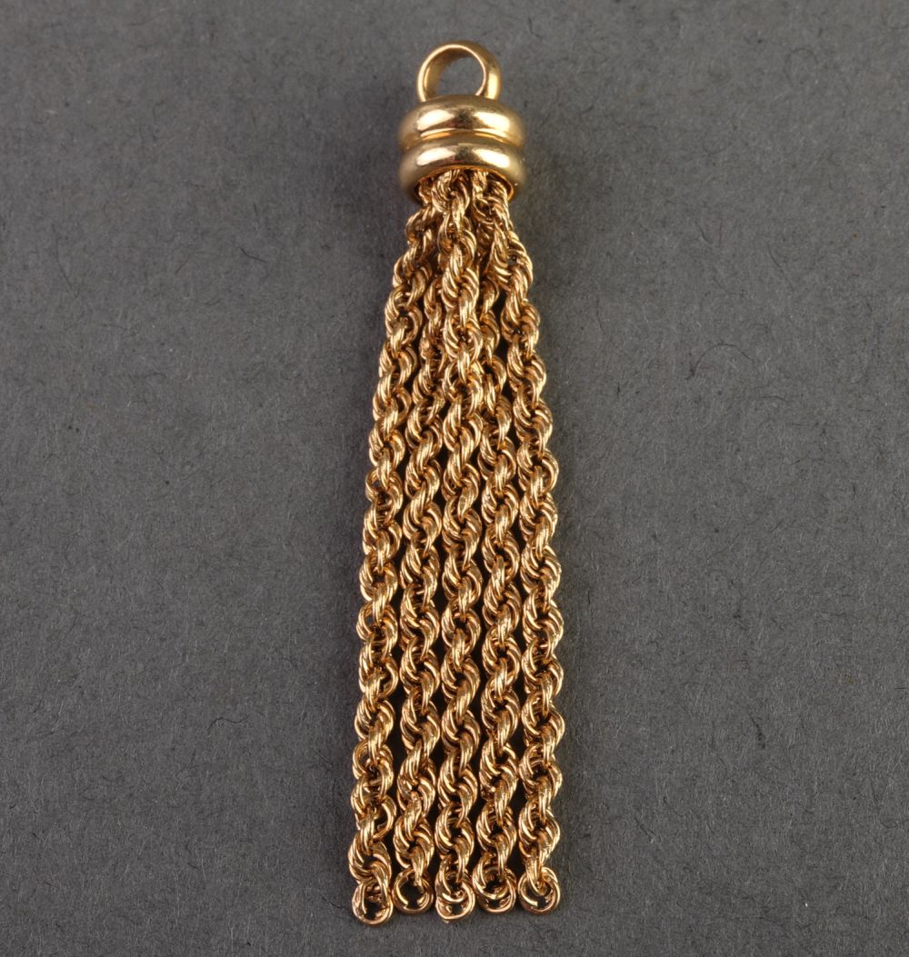 VINTAGE 18K YELLOW GOLD CHAIN FRINGE 3c5620