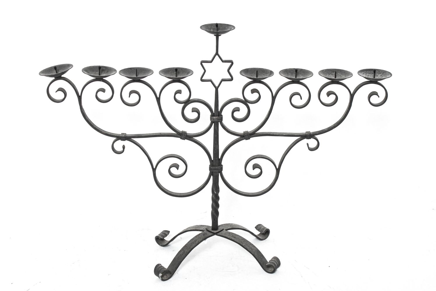 JUDAICA MODERN WROUGHT METAL MENORAH