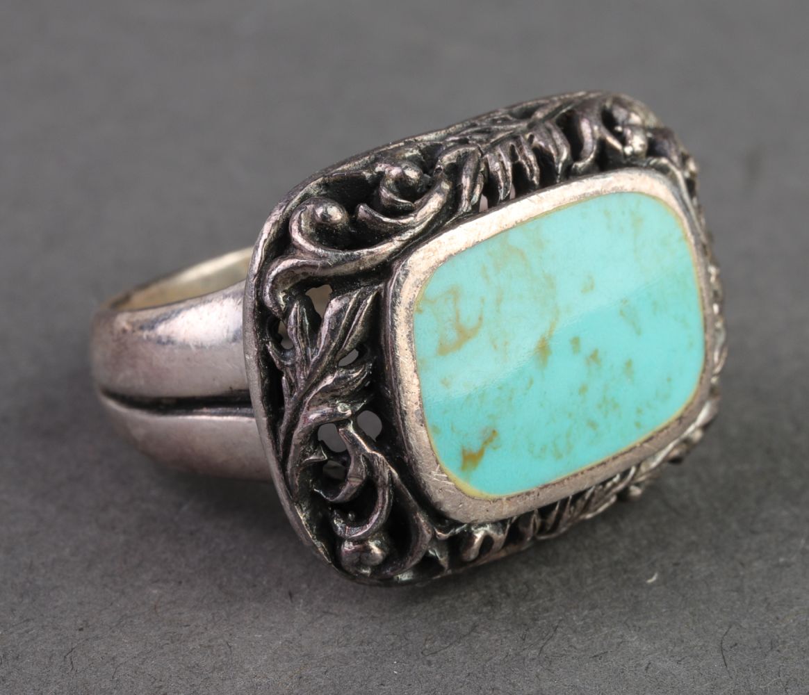 PIERCED STERLING SILVER & TURQUOISE