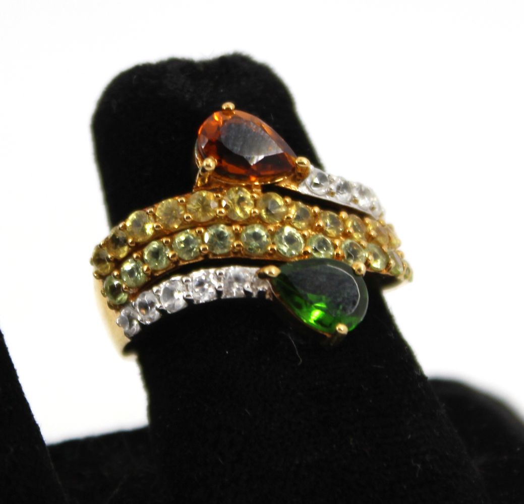 RING WITH CITRINE, PERIDOT, TOPAZ