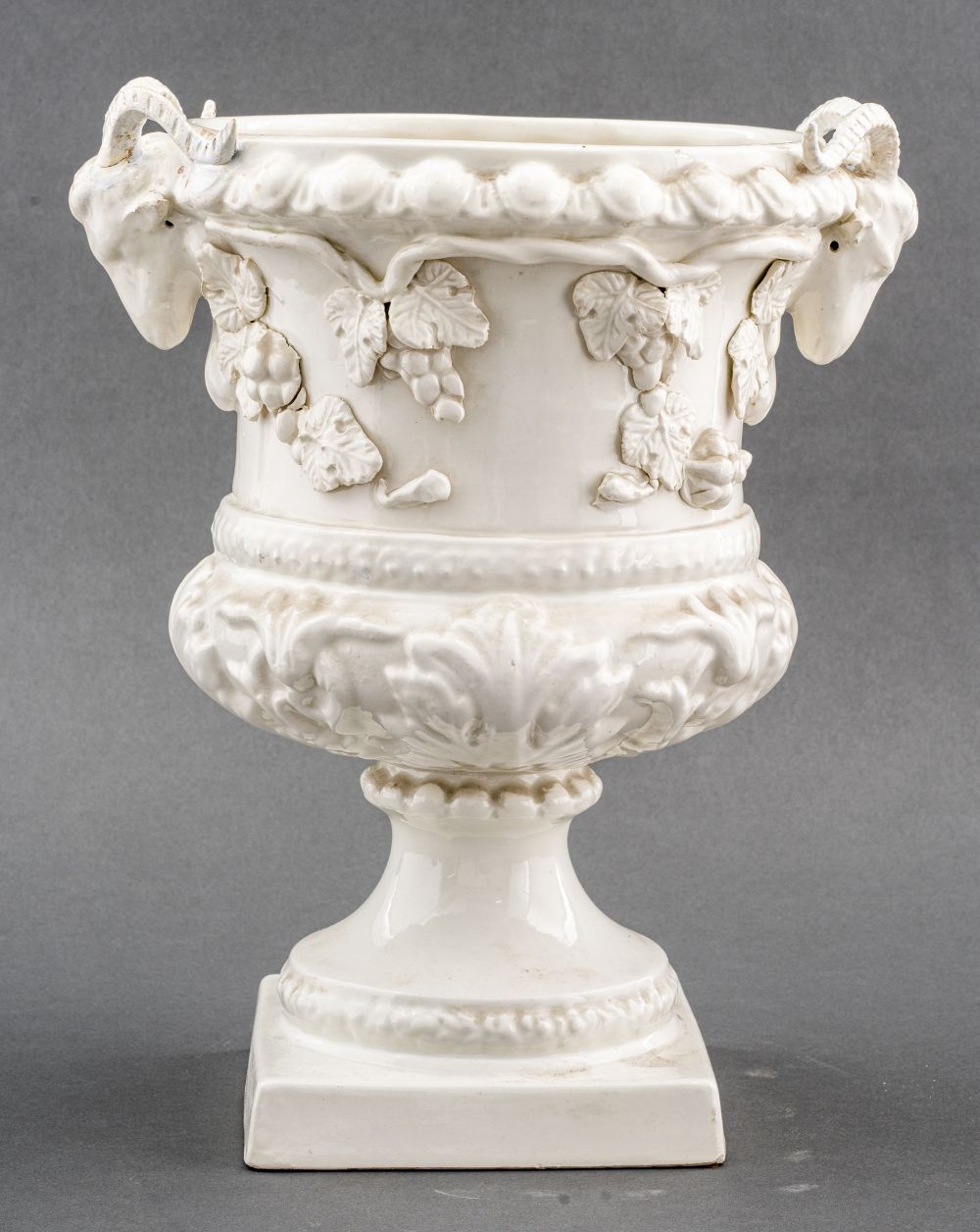 SPANISH WHITE CERAMIC FLORAL PLANTER