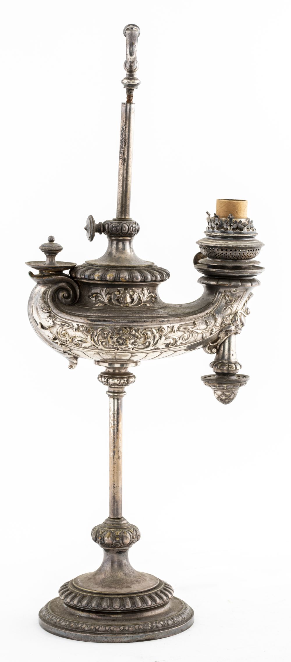 BRIGHT & CO ARGAND SILVER-PLATE LAMP