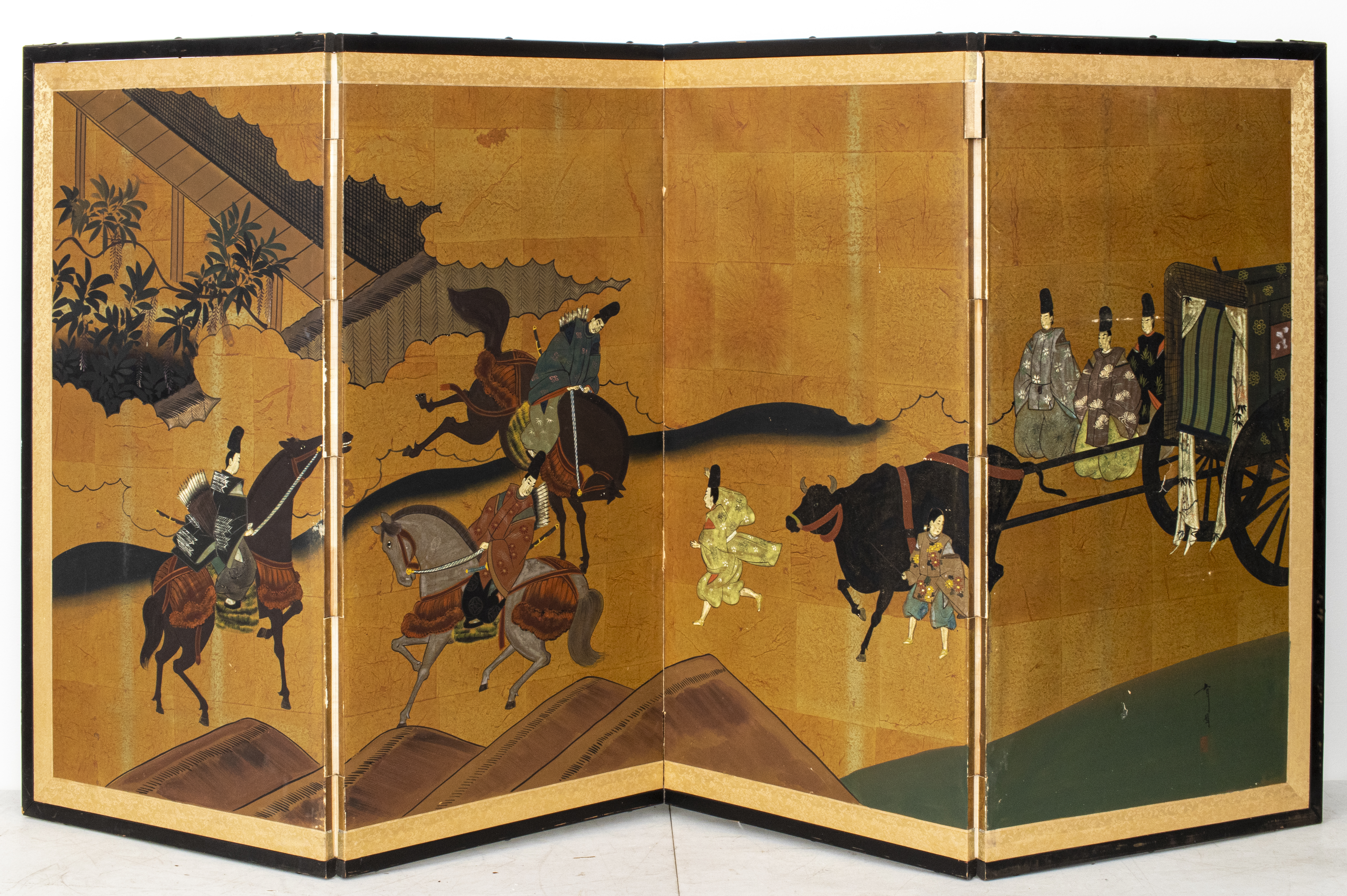 JAPANESE FOLDING FOUR PANEL SCREEN