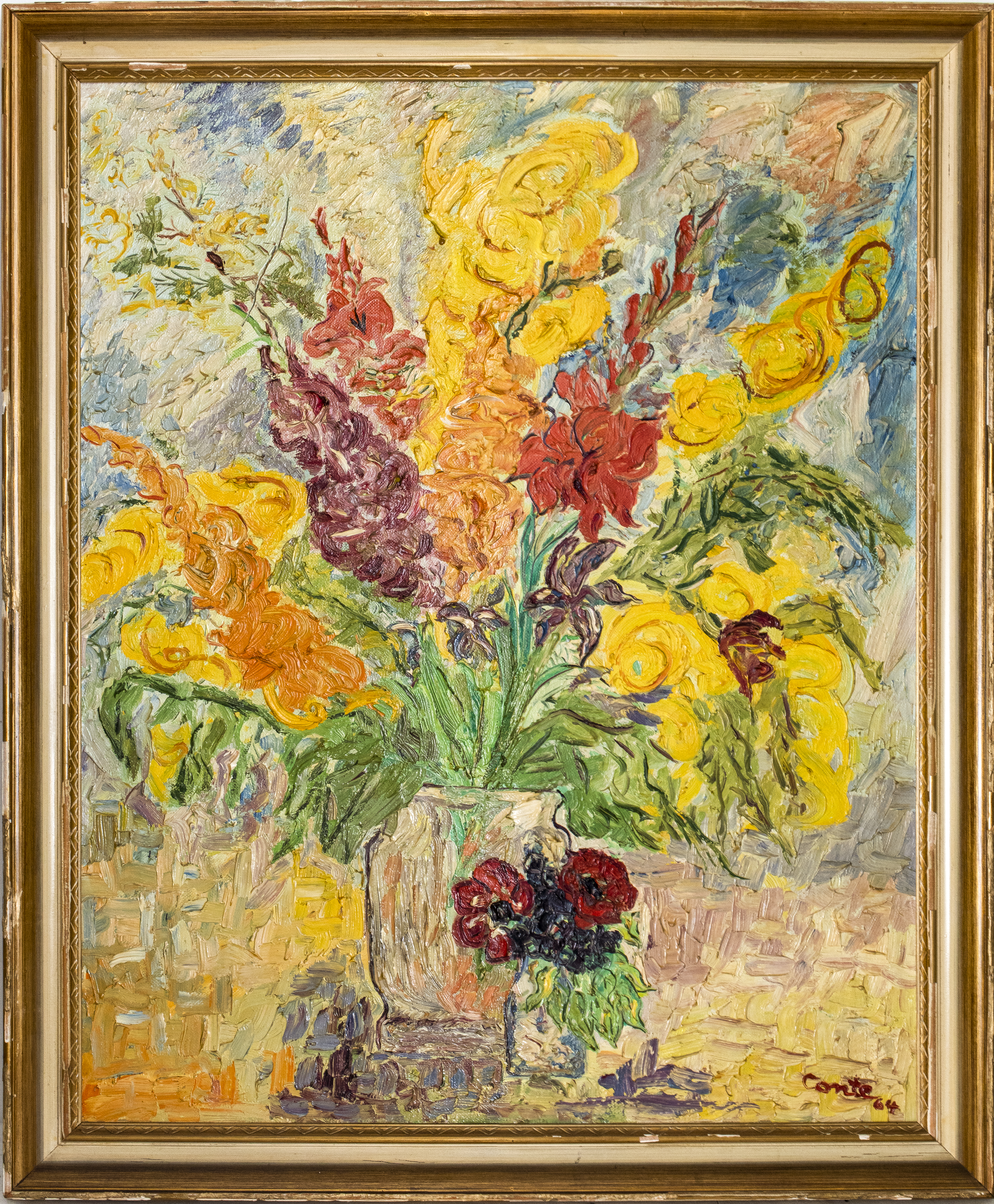 CONTE SIGNED FLORAL STILL LIFE 3c5836