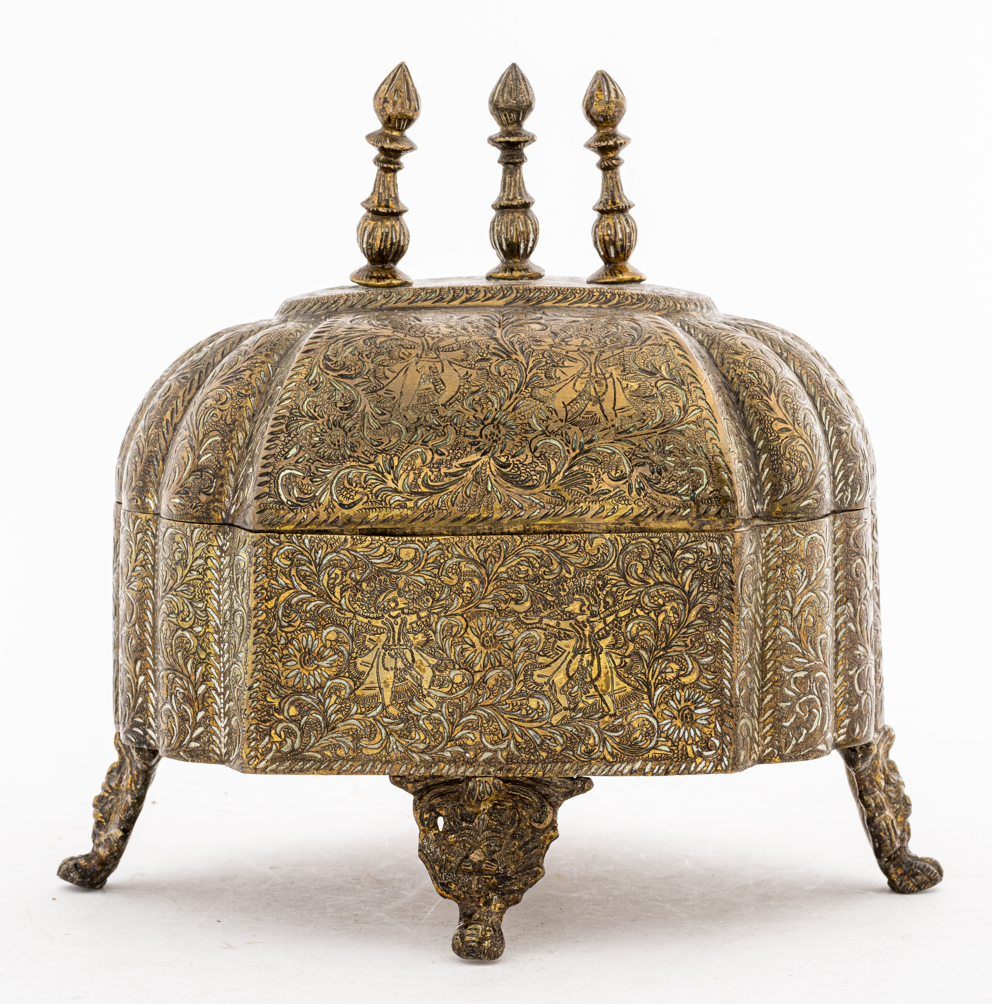 INDO PERSIAN BRASS BOX WITH LID 3c586b