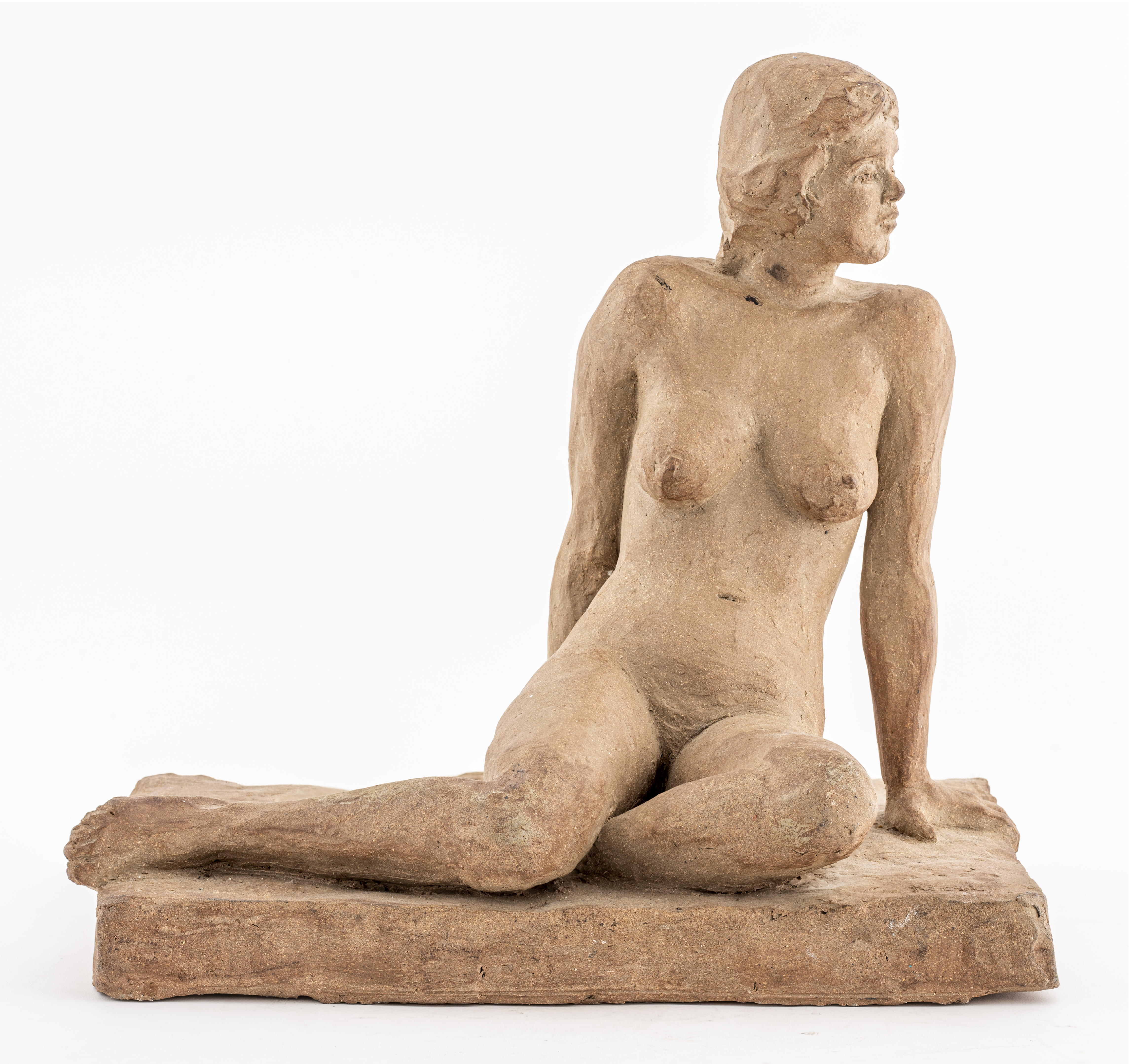 CLAY SCULPTURE OF A SEATED NUDE 3c58ae