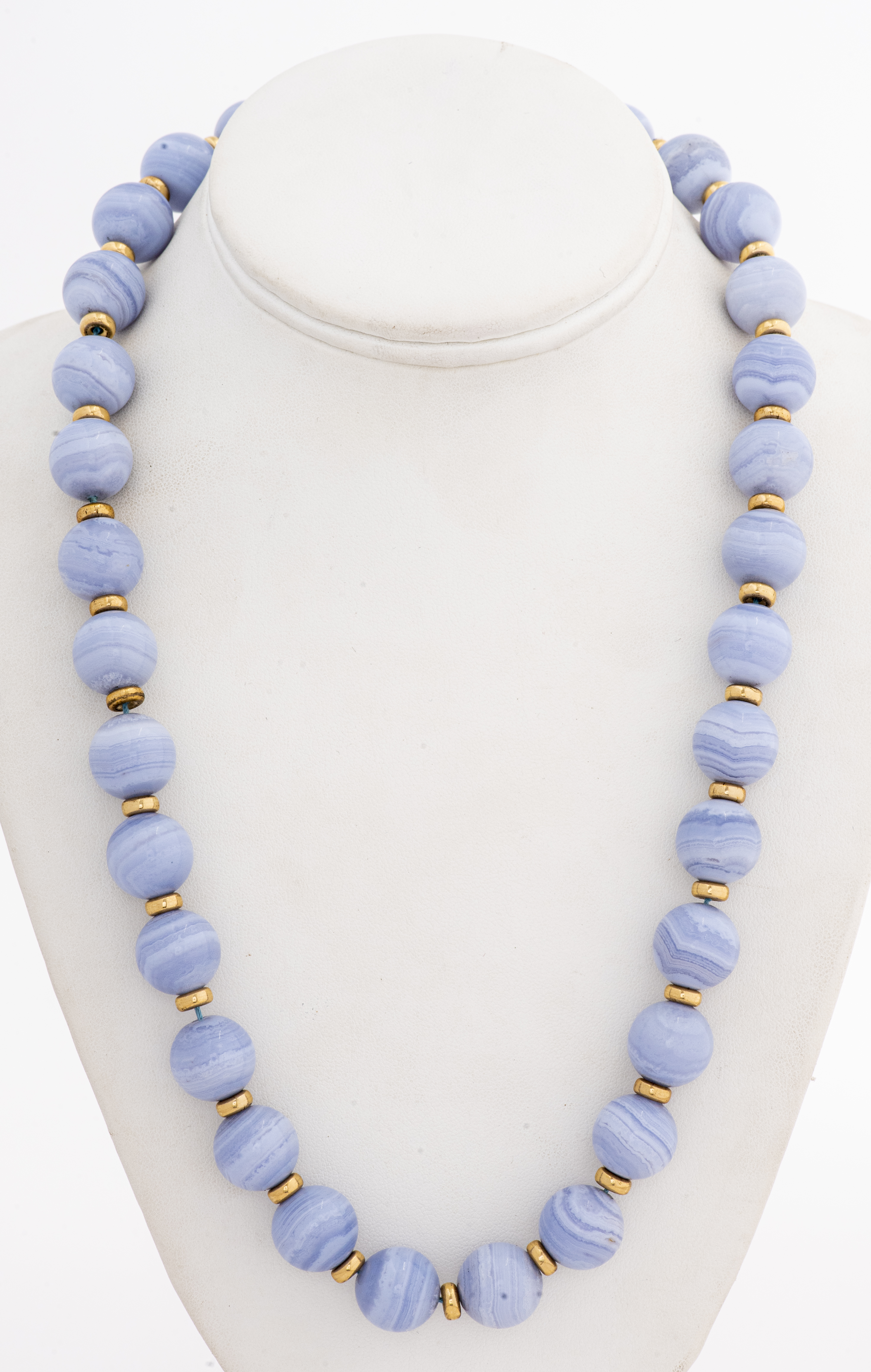 BLUE LACE AGATE BEAD & GOLD-FILL