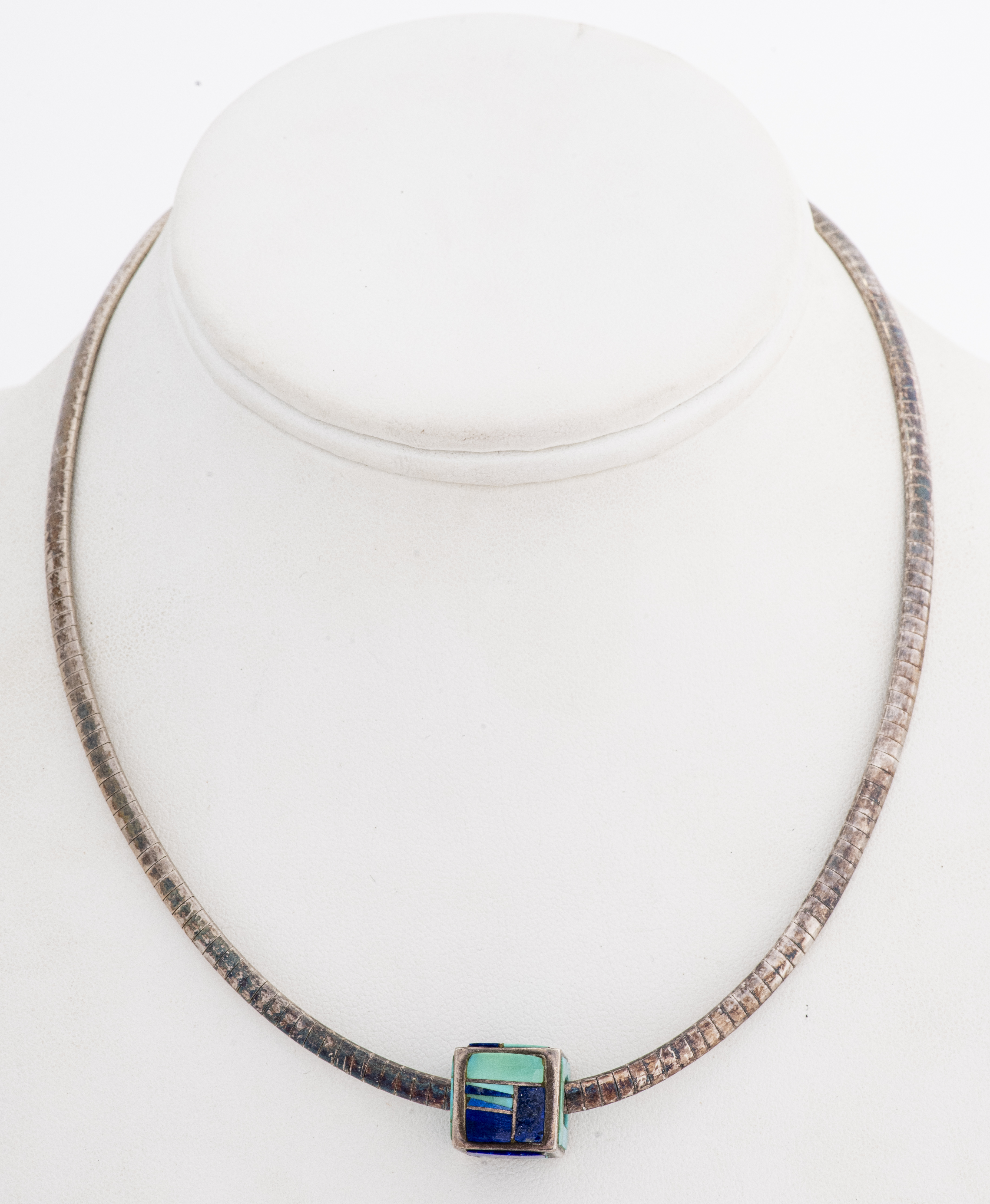 SILVER OMEGA NECKLACE W TURQUOISE 3c58bd