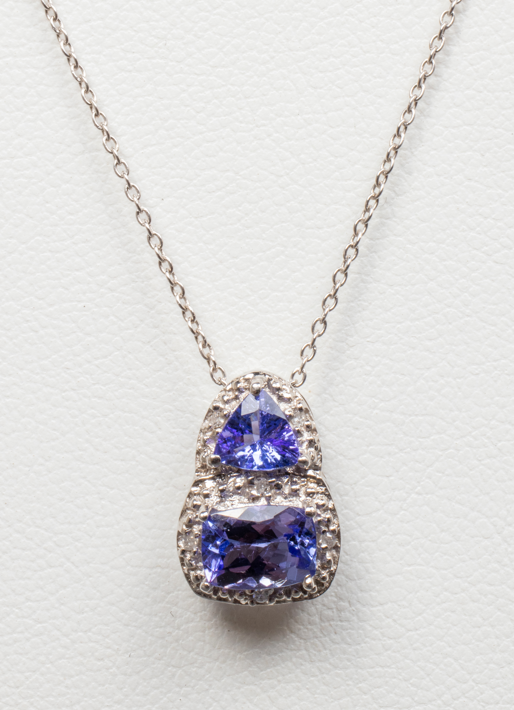 SILVER TANZANITE & DIAMOND PENDANT