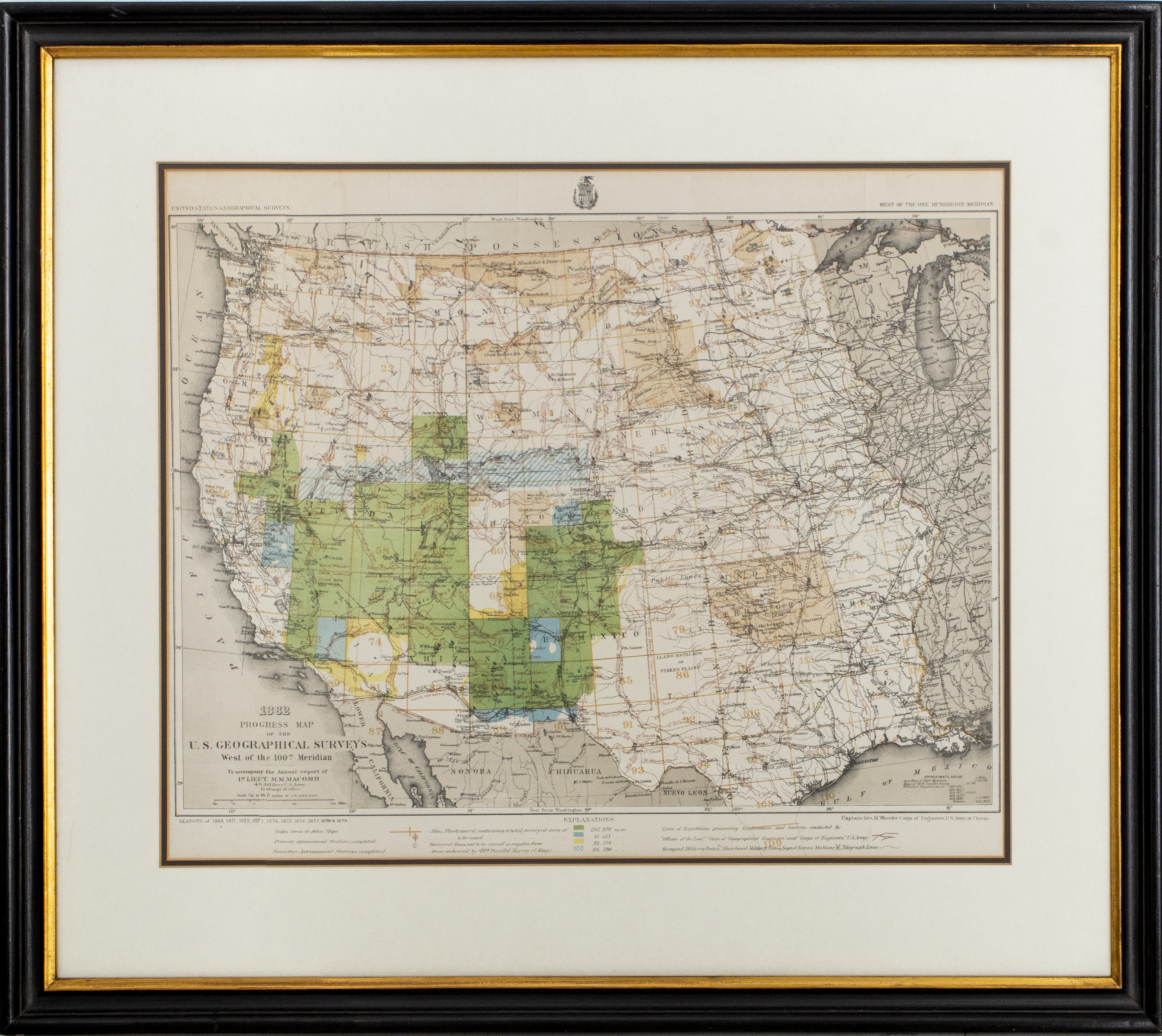 1882 PROGRESS MAP OF U.S. GEOGRAPHICAL