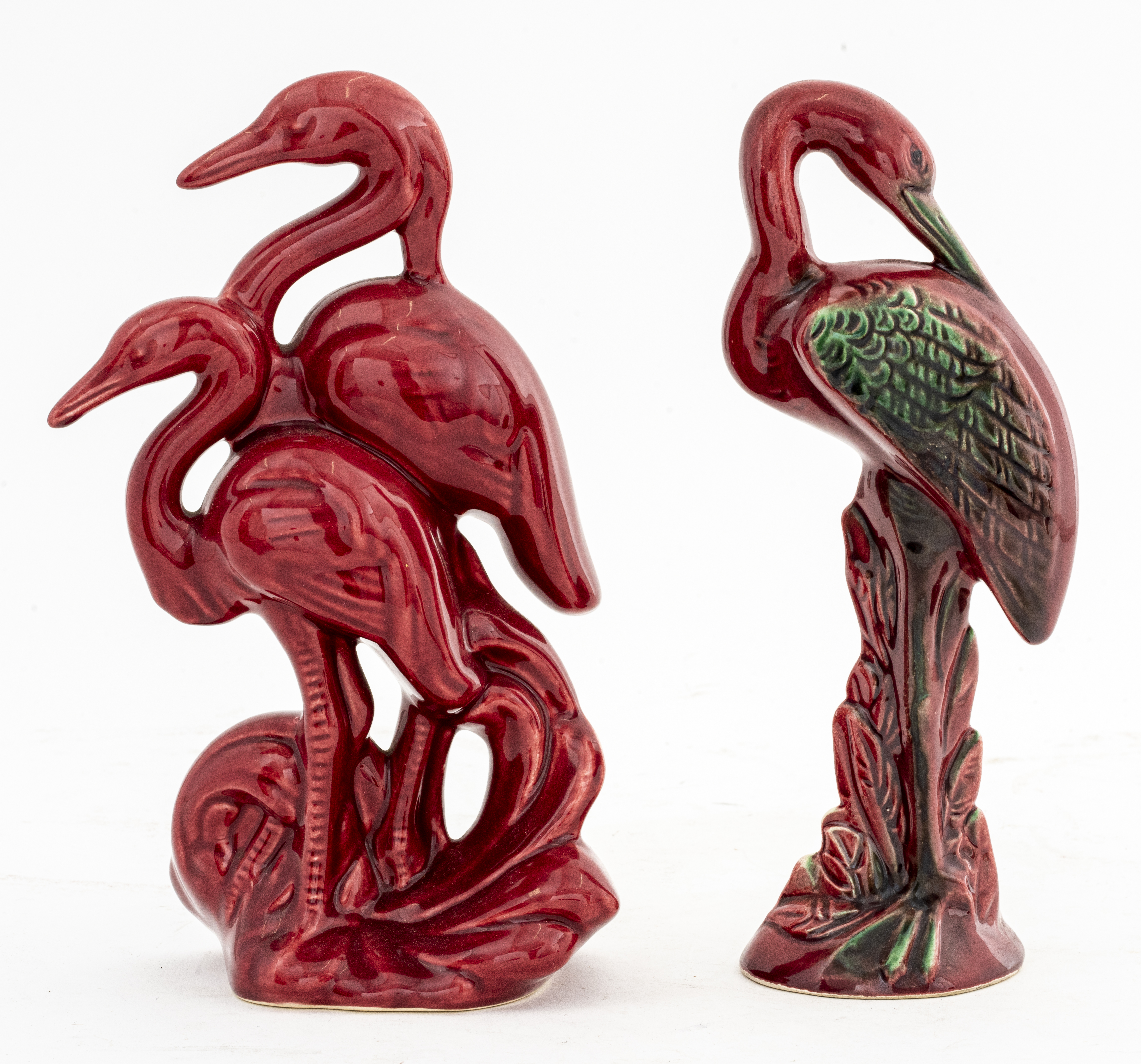 CERAMIC FLAMINGO FIGURINES, 2 Two