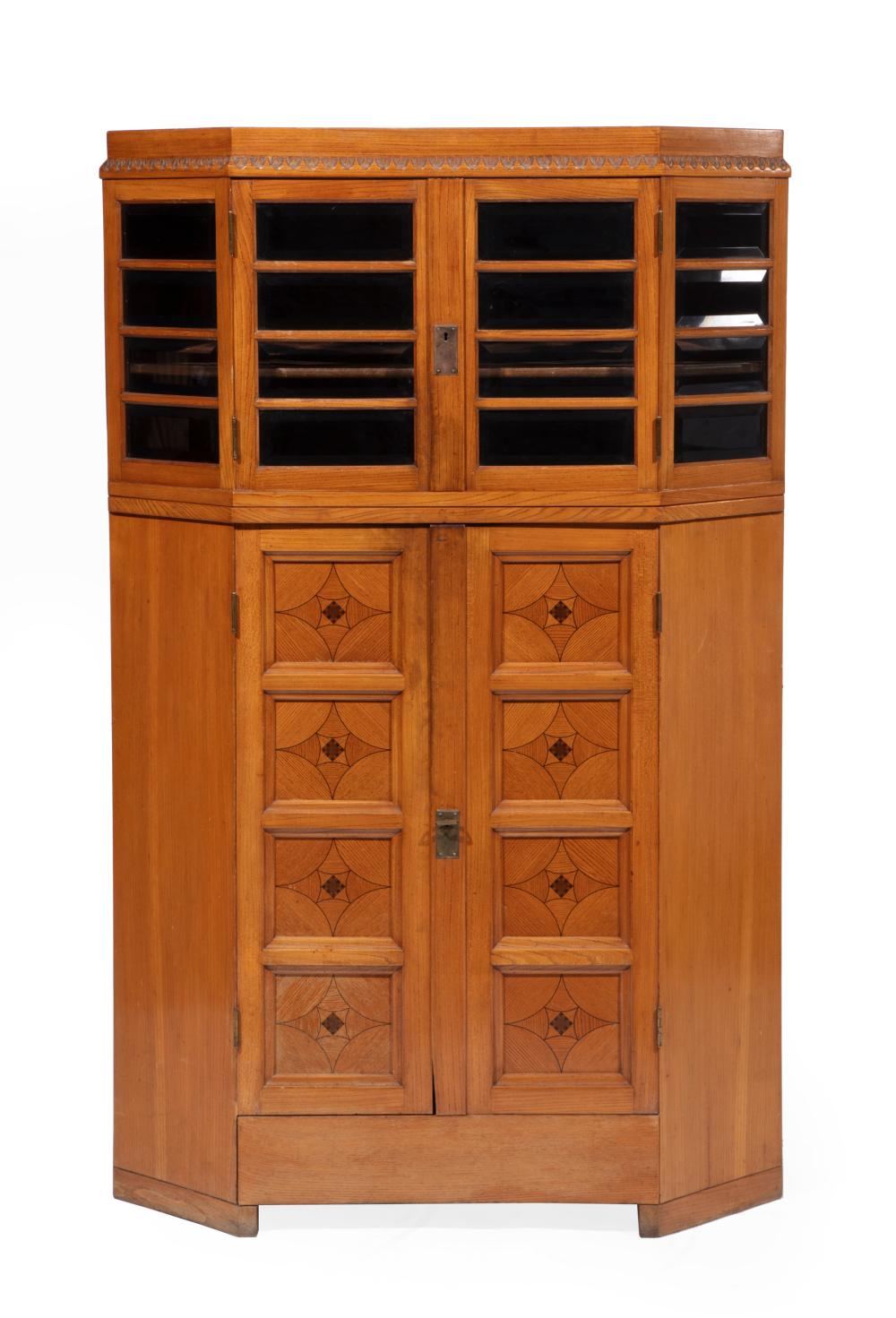 JUGENDSTIL INLAID OAK VITRINE CABINETJugendstil 3c5a2d