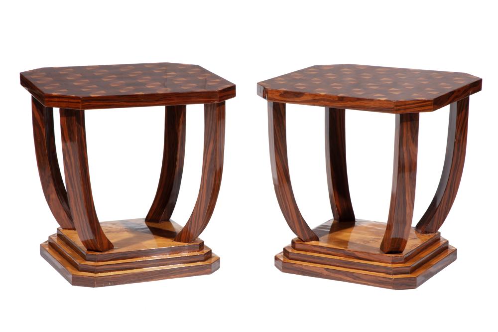 PAIR OF ART DECO STYLE INLAID SQUARE 3c5a3b