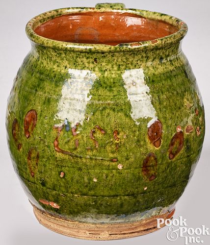 REDWARE MUSH MUG, DATED 1851Redware