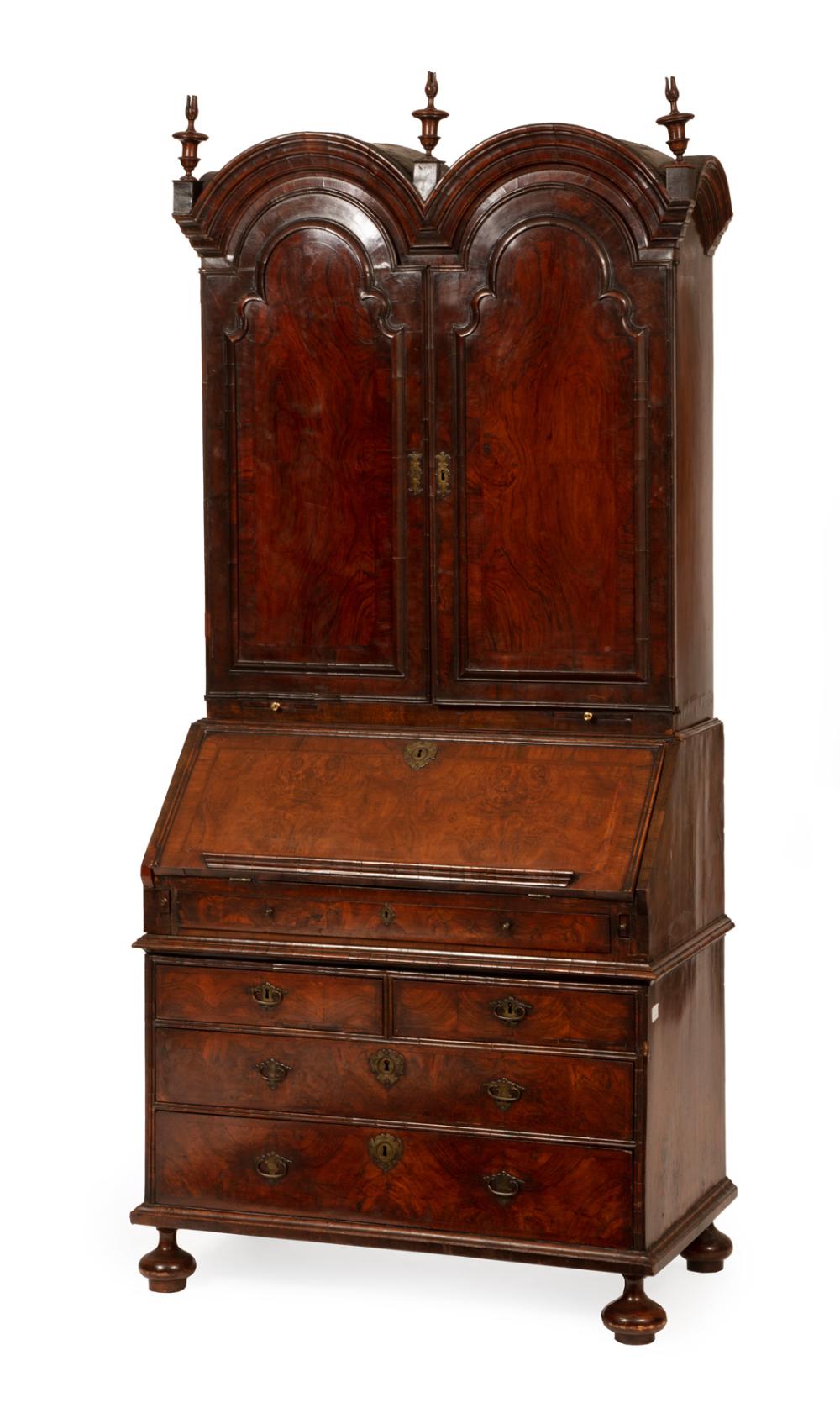 WILLIAM AND MARY BURL WALNUT SECRETARY 3c5b88