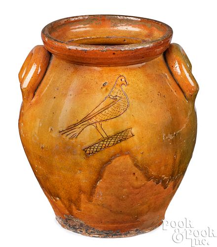 MASSACHUSETTS REDWARE CROCK 19TH 3c5b98