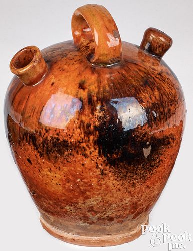 NEW ENGLAND REDWARE HARVEST JUG,