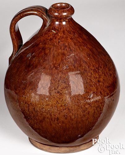 REDWARE OVOID JUG, 19TH C.Redware