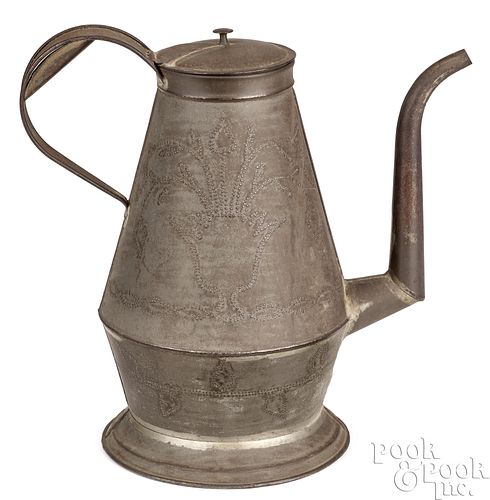 PENNSYLVANIA PUNCHED TIN COFFEEPOT,
