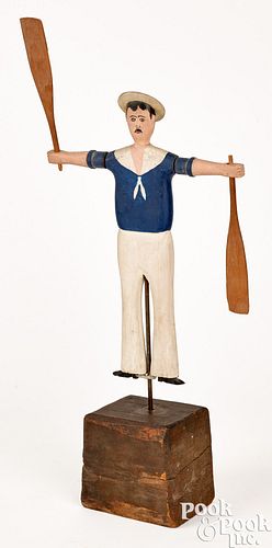 CARVED AND PAINTED SAILOR WHIRLIGIGCarved 3c5c4d