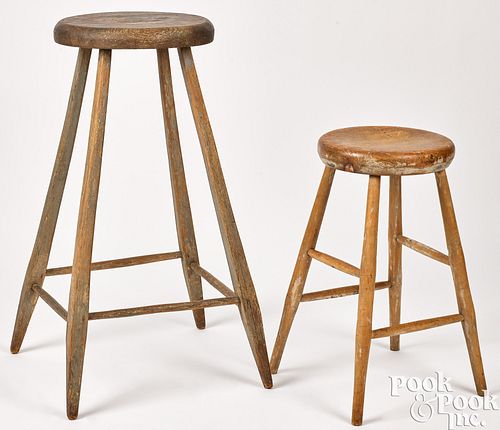 TWO WINDSOR STOOLS, EARLY 19TH
