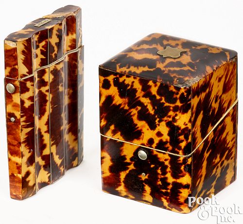 TWO TORTOISE SHELL BOXES 19TH 3c5cdf