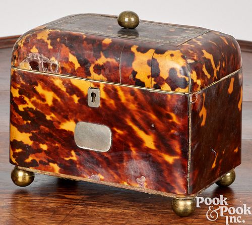 GEORGIAN TORTOISE SHELL TEA CADDY  3c5cdd