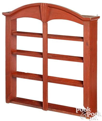 PAINTED PINE HANGING SHELF, 19TH