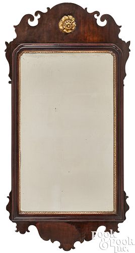 CHIPPENDALE MAHOGANY LOOKING GLASS,