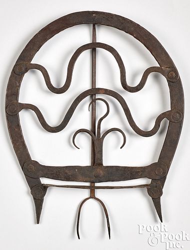 WROUGHT IRON GAME ROASTER, EARLY
