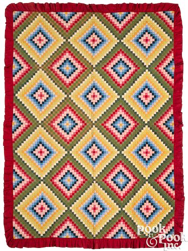 DIAMOND POSTAGE STAMP QUILT EARLY MID 3c5d94
