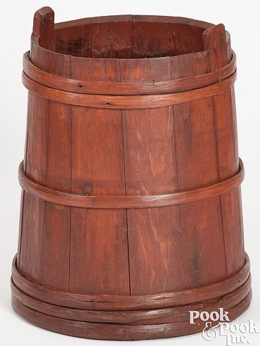 PAINTED STAVED BARREL, 19TH C.,