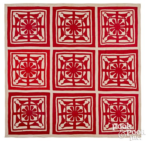 UNUSUAL RED AND WHITE APPLIQU  3c5db0