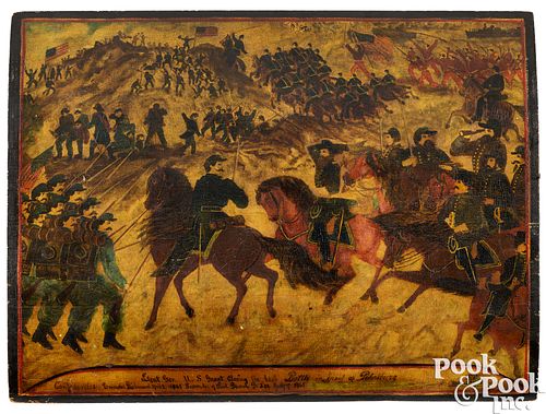 OIL ON WOOD PANEL OF CIVIL WAR