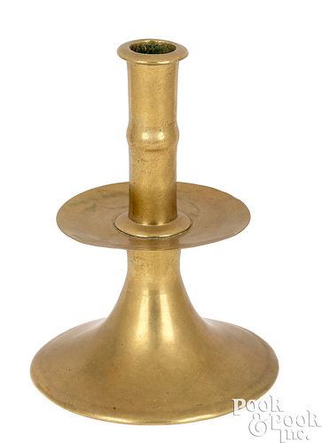 ENGLISH BRASS TRUMPET FORM CANDLESTICK  3c5e5f