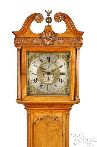 IRISH MAHOGANY TALL CASE CLOCK, CA.