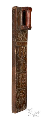 SCANDINAVIAN CARVED WALNUT MANGLE,