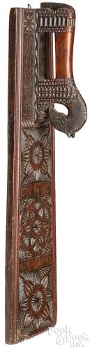 SCANDINAVIAN CARVED MANGLE, DATED