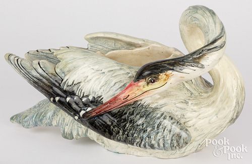 DELPHIN MASSIER MAJOLICA STORK