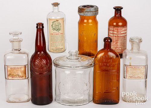 GROUP OF BOTTLES AND JARS, 19TH
